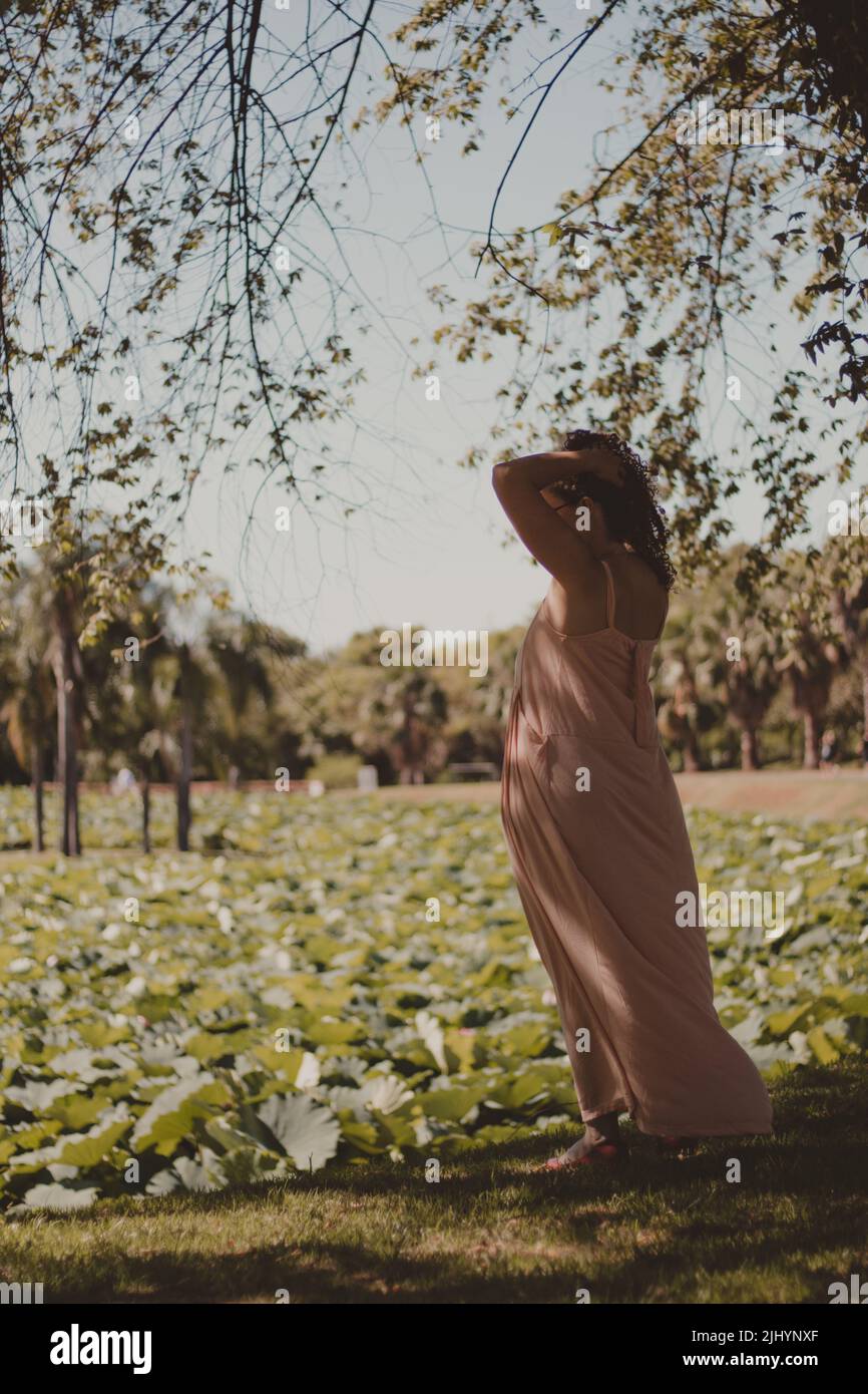 Woman in pink beautiful dress hi-res stock photography and images - Alamy