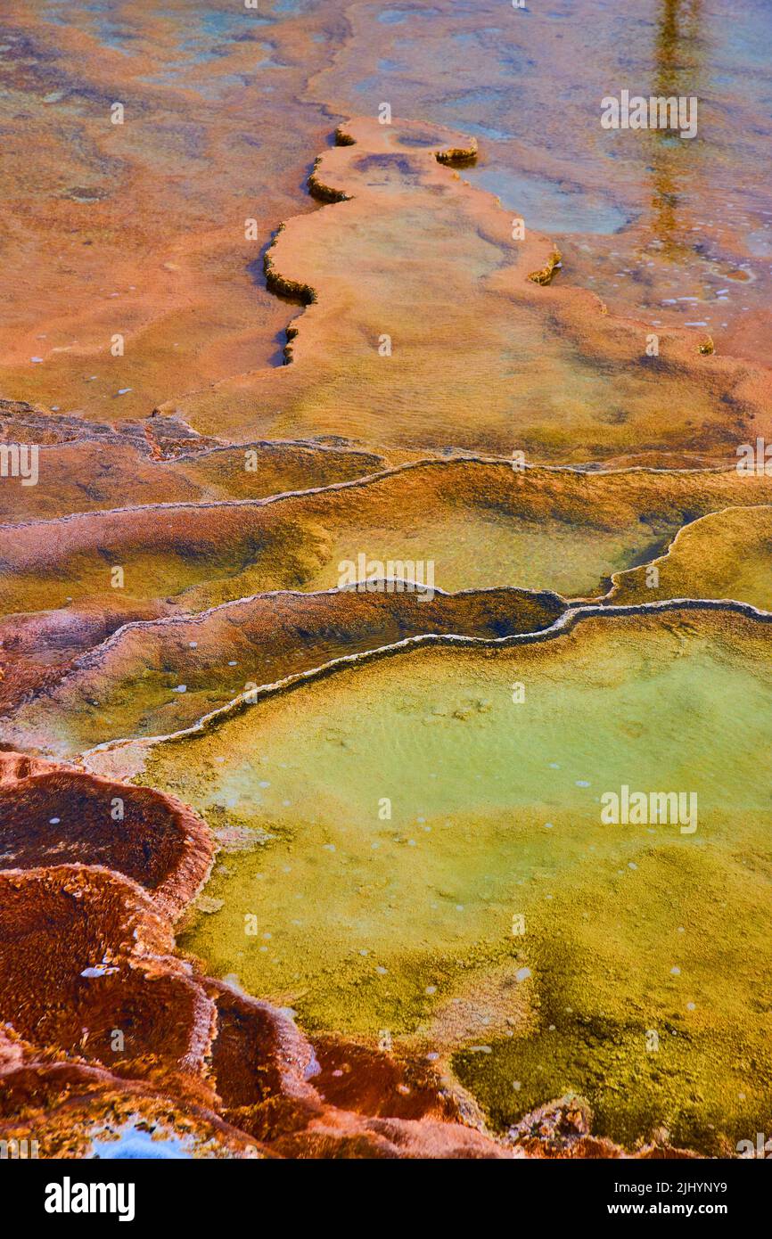 Yellowstone stunning hot spring terraces up close Stock Photo