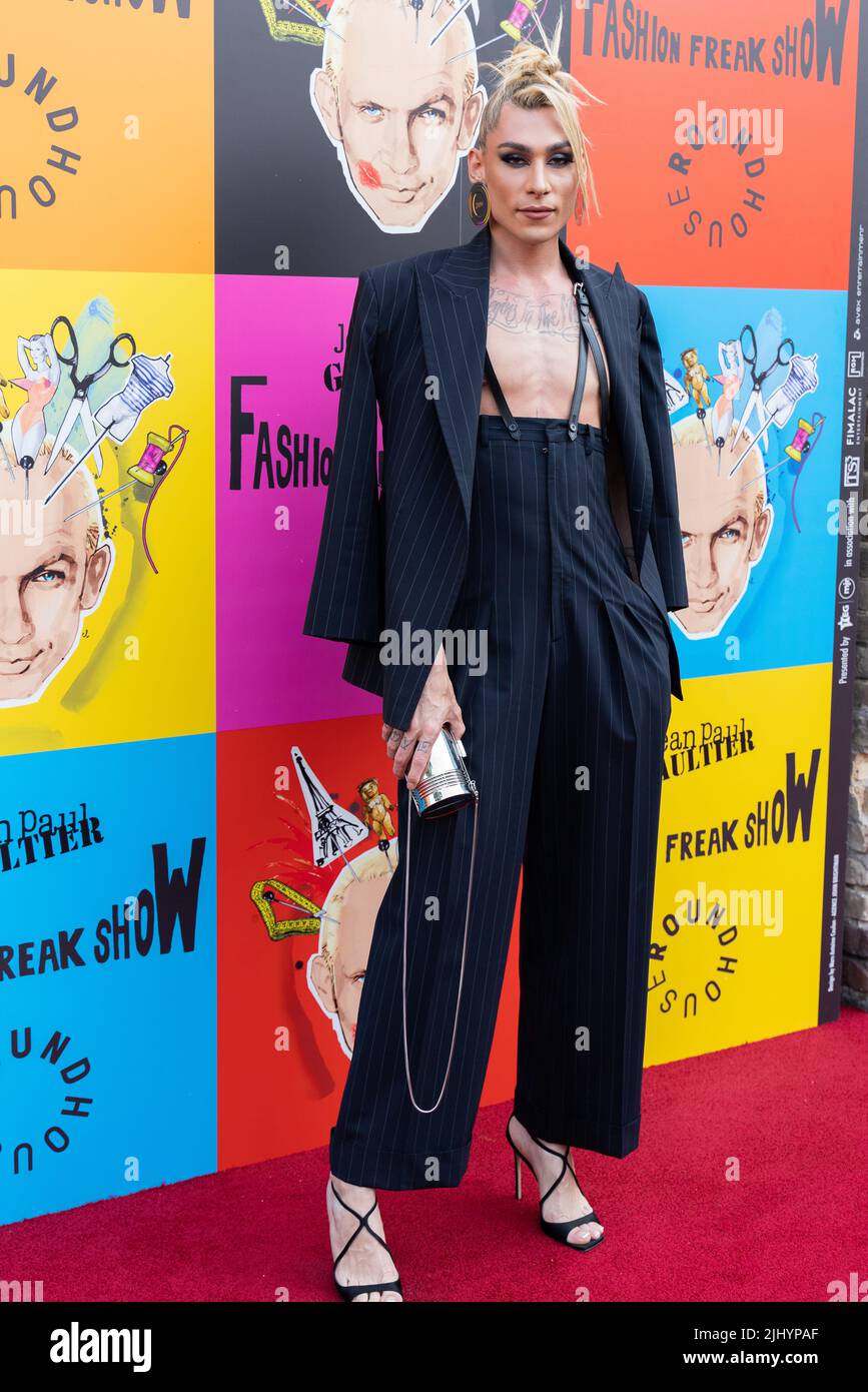Guest Kyle De Volle arrives on the red carpet for 'Jean Paul Gaultier's  Fashion Freak Show' at Roundhouse in Camden London. 'Jean Paul Gaultier's  Fashion Freak Show' has taken up residence at