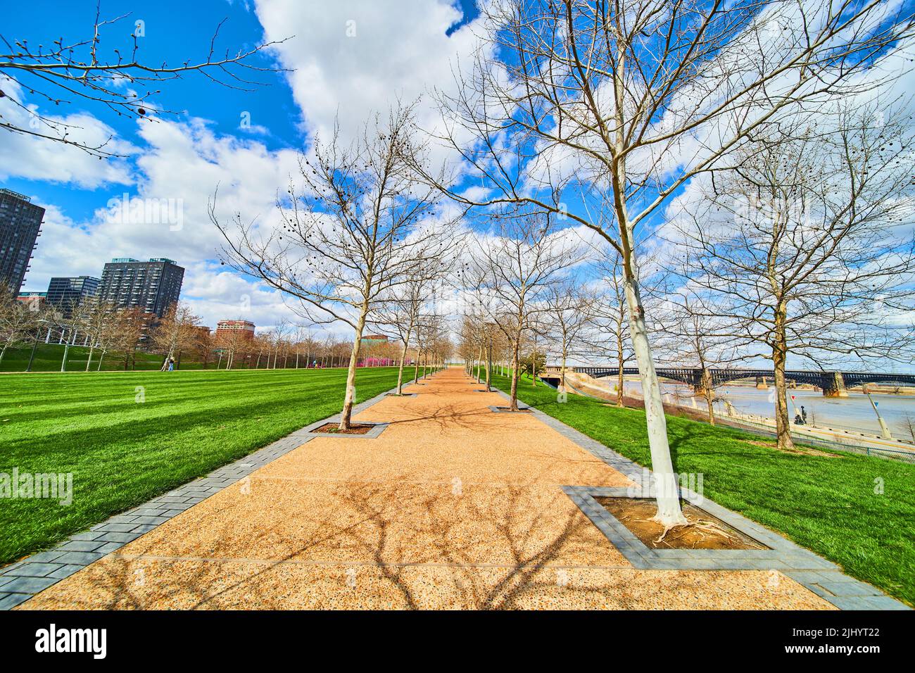 Walking path through St. Louis in early spring Stock Photo