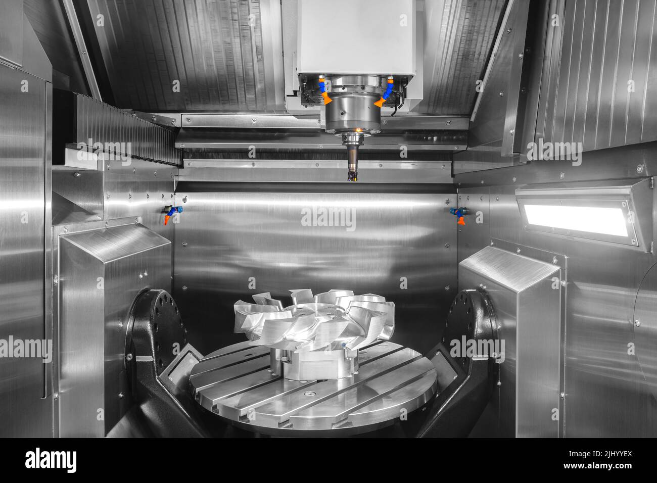 industrial metalworking cutting process by milling cutter Stock Photo