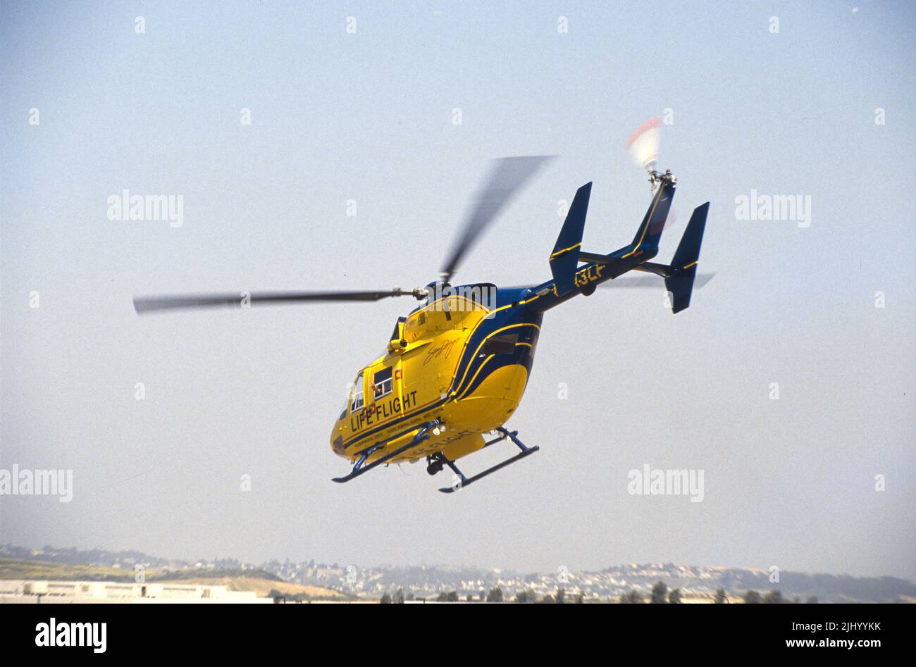 UCSD Life Flight helicopter departing Gillespie Field in El Cajon