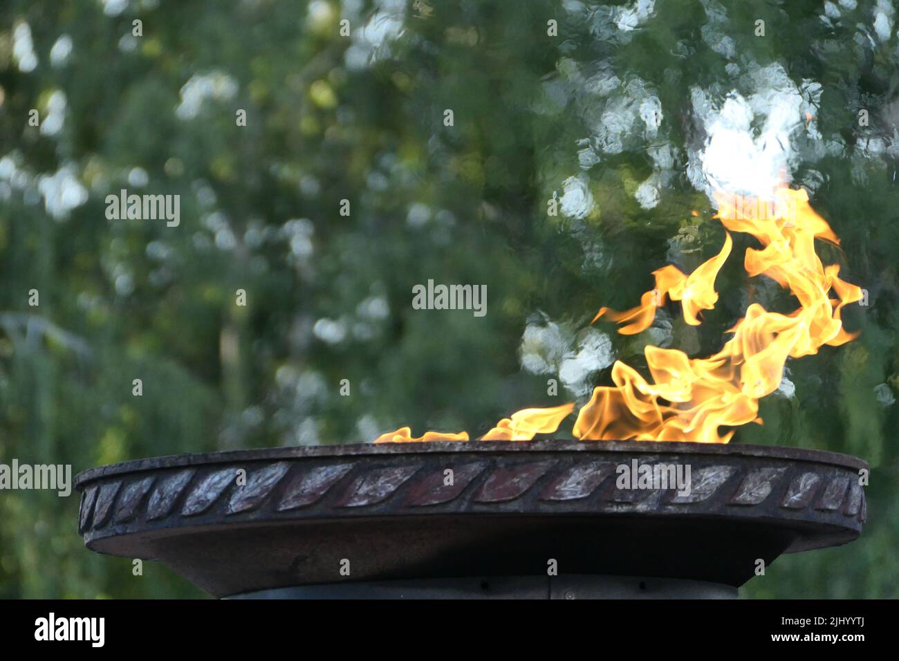 Eternal flame, constantly burning fire, a symbol of memory Stock Photo
