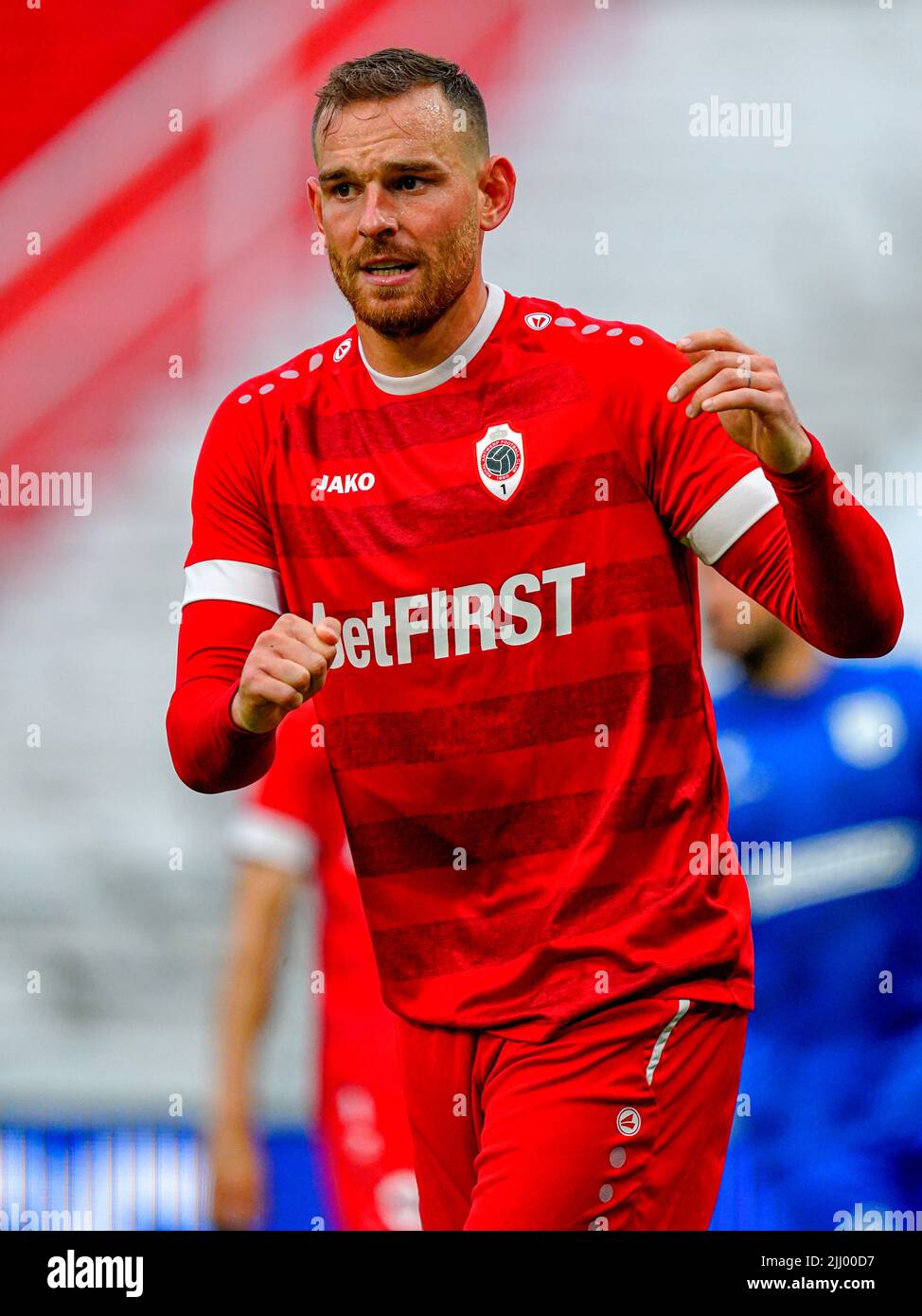 ANTWERP, BELGIUM - JULY 21: Vincent Janssen of Royal Antwerp FC during the  UEFA Europa Conference League - Qualification match between Royal Antwerp  FC and KF Drita at Bosuilstadion on July 21,