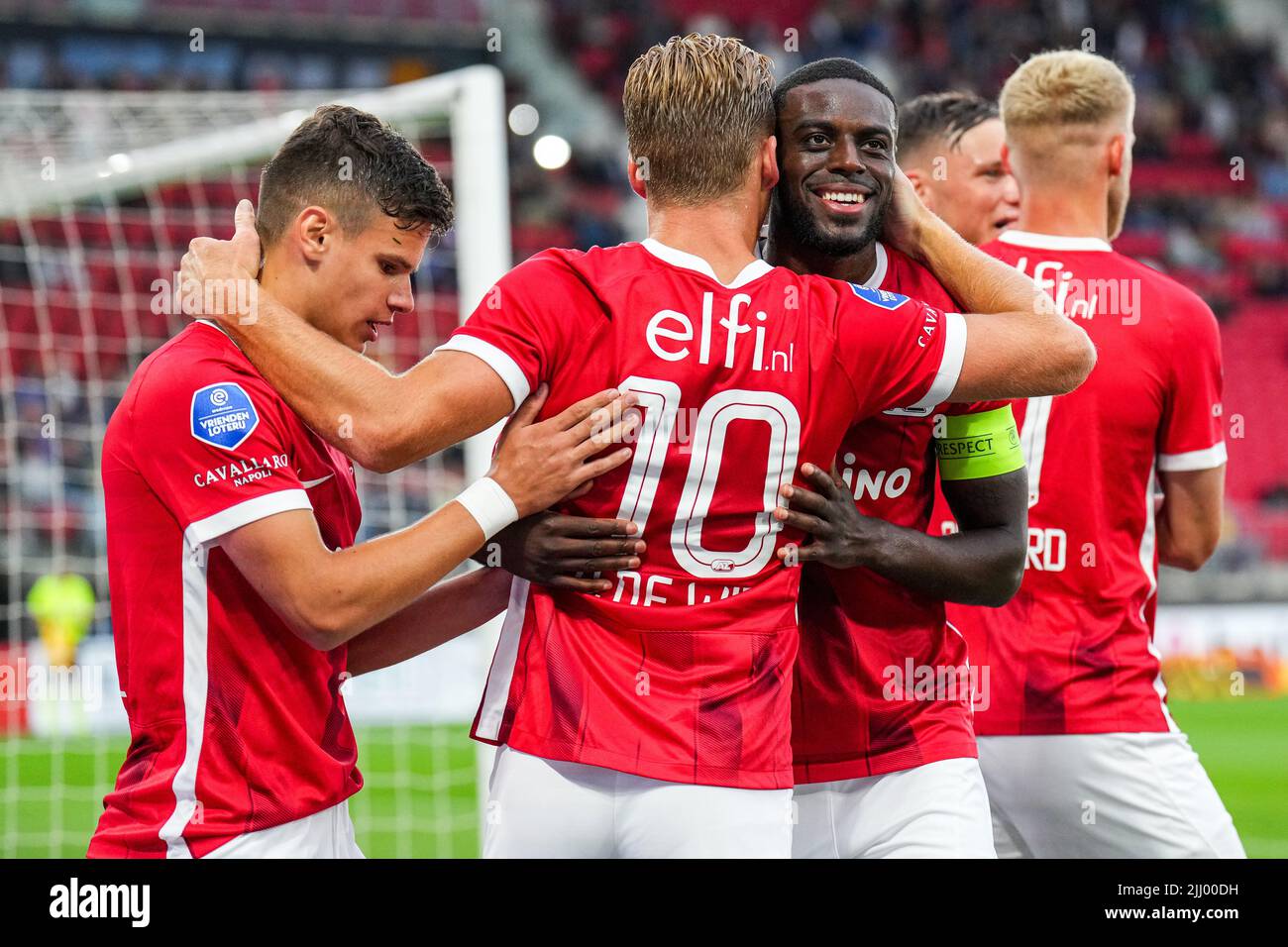 ALKMAAR - Dani de Wit of AZ Alkmaar celebrates the 1-0 during the second heat of the Conference League match between AZ and FK Tuzla City at the AFAS stadium on July 21, 2022 in Alkmaar, Netherlands. ANP ED OF THE POL Stock Photo