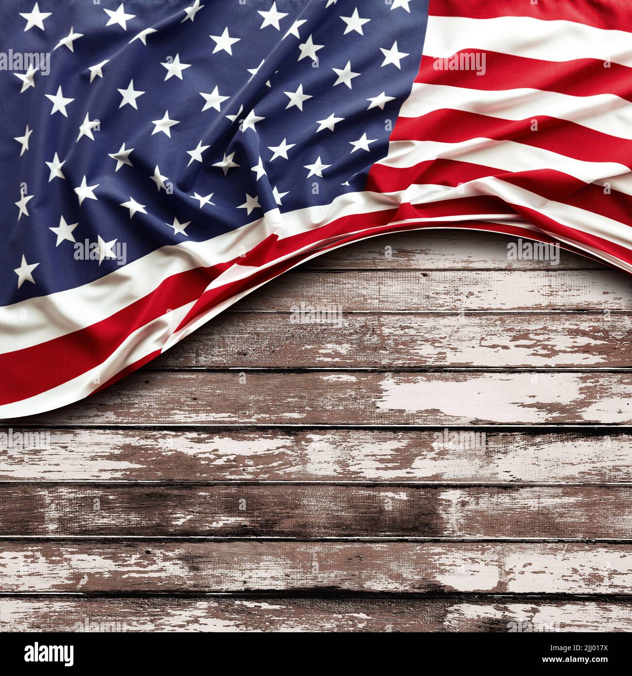 American flag and wooden boards Stock Photo