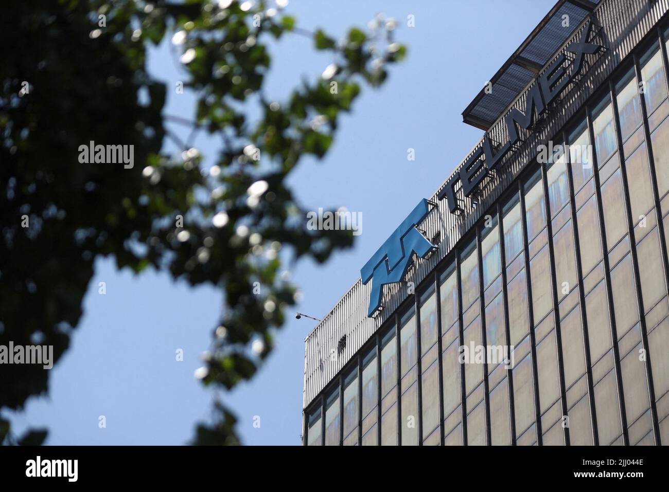 A view shows the Telmex headquarters, as the company's union went on strike after failing to come to an agreement with the company over a new collective labour agreement, in Mexico City, Mexico, July 21, 2022. REUTERS/Edgard Garrido Stock Photo