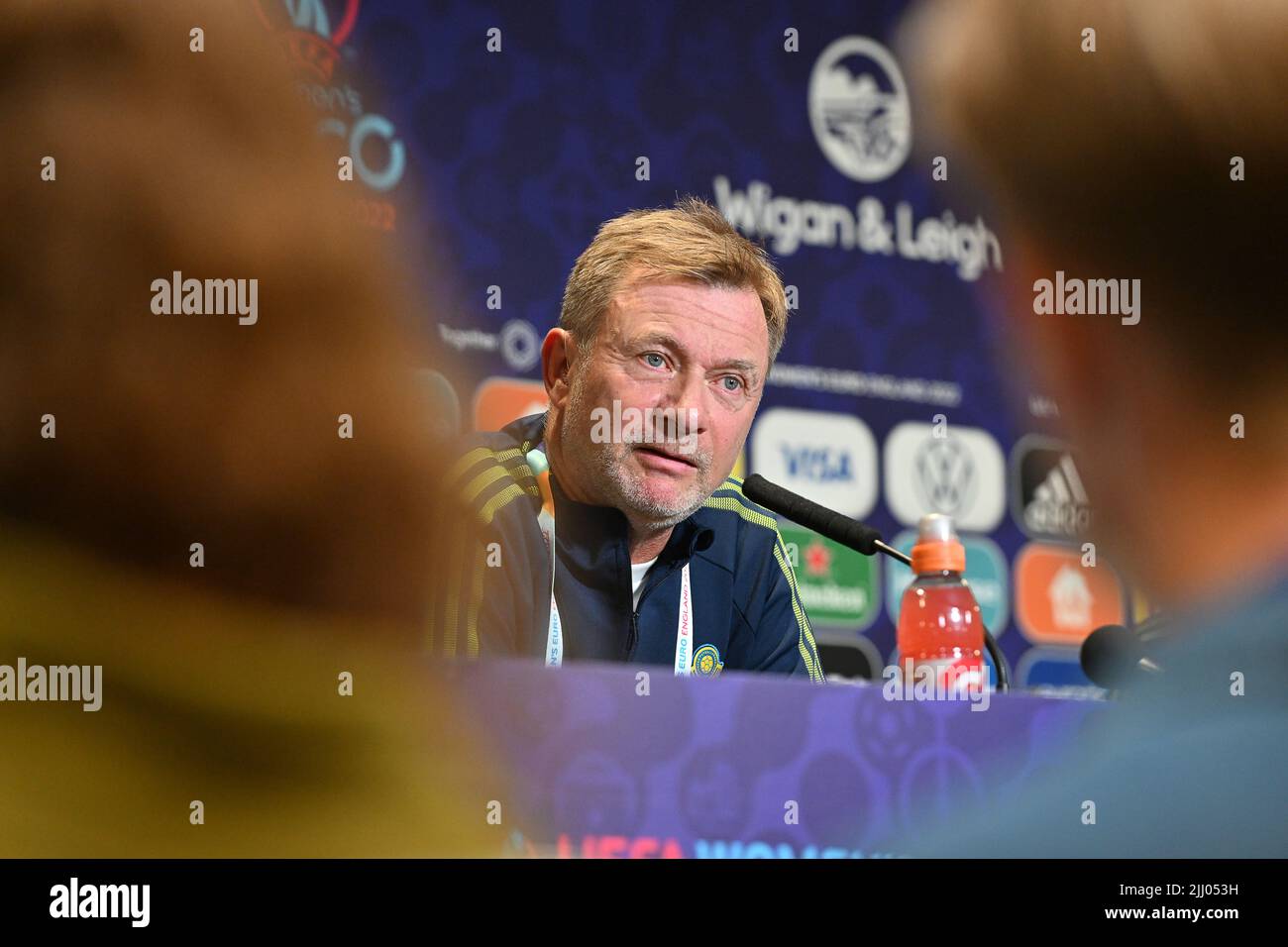 Swedens's head coach Peter Gerhardsson pictured during a press