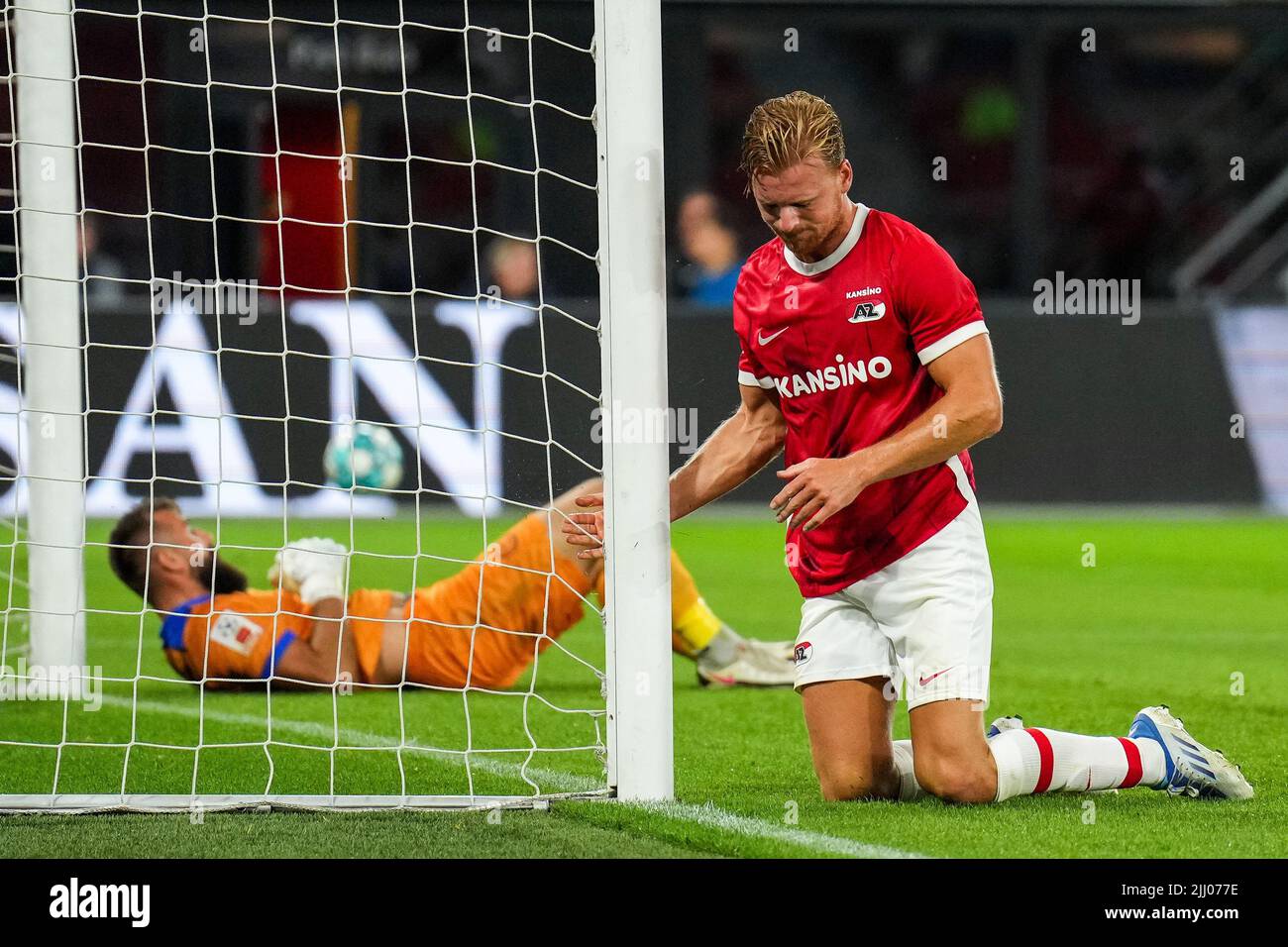 ALKMAAR - Dani de Wit of AZ Alkmaar is disappointed by a missed opportunity during the second heat of the Conference League match between AZ and FK Tuzla City at the AFAS stadium on July 21, 2022 in Alkmaar, the Netherlands. ANP ED OF THE POL Stock Photo