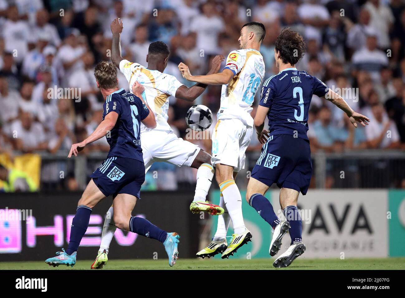 Haris Vuckic of HNK Rijeka controls a ball during the 1st leg of