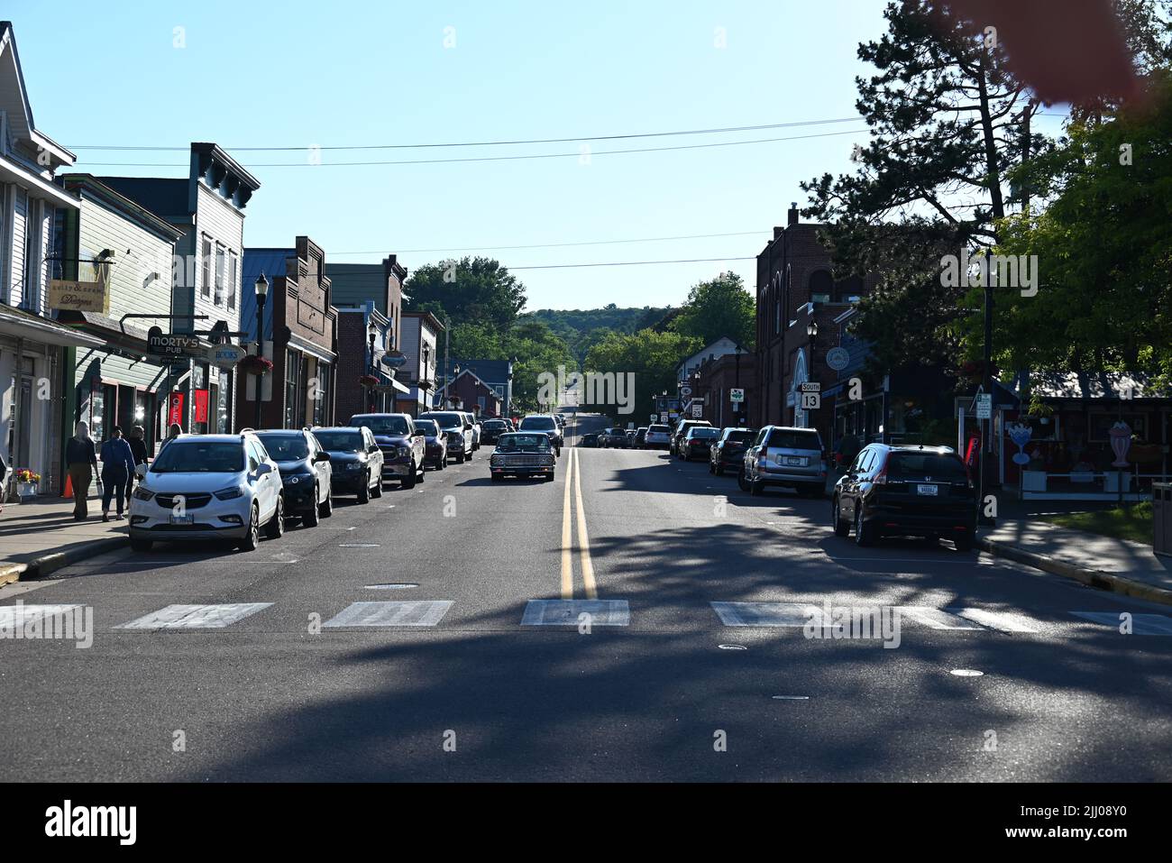 The historic downtown shopping district of Bayfield, Wi, gateway to the