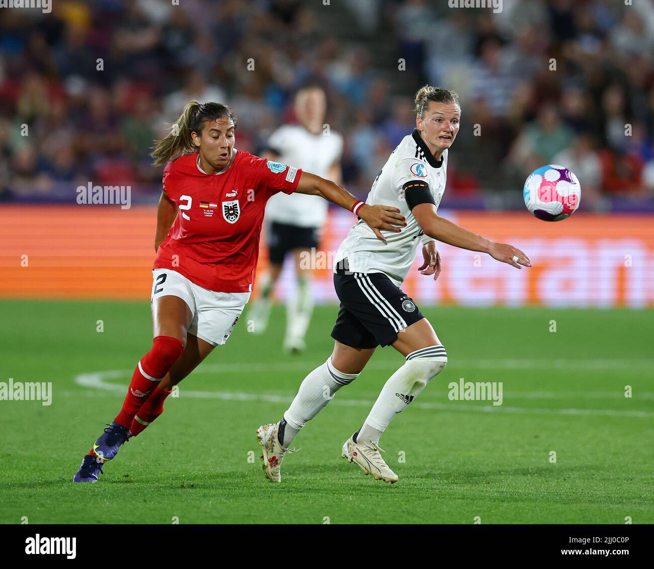 London, England, 21st July 2022. Alexandra Popp of Germany with Marina Georgieva of Austria during the UEFA Women's European Championship 2022 match at Brentford Community Stadium, London. Picture credit should read: David Klein / Sportimage Stock Photo