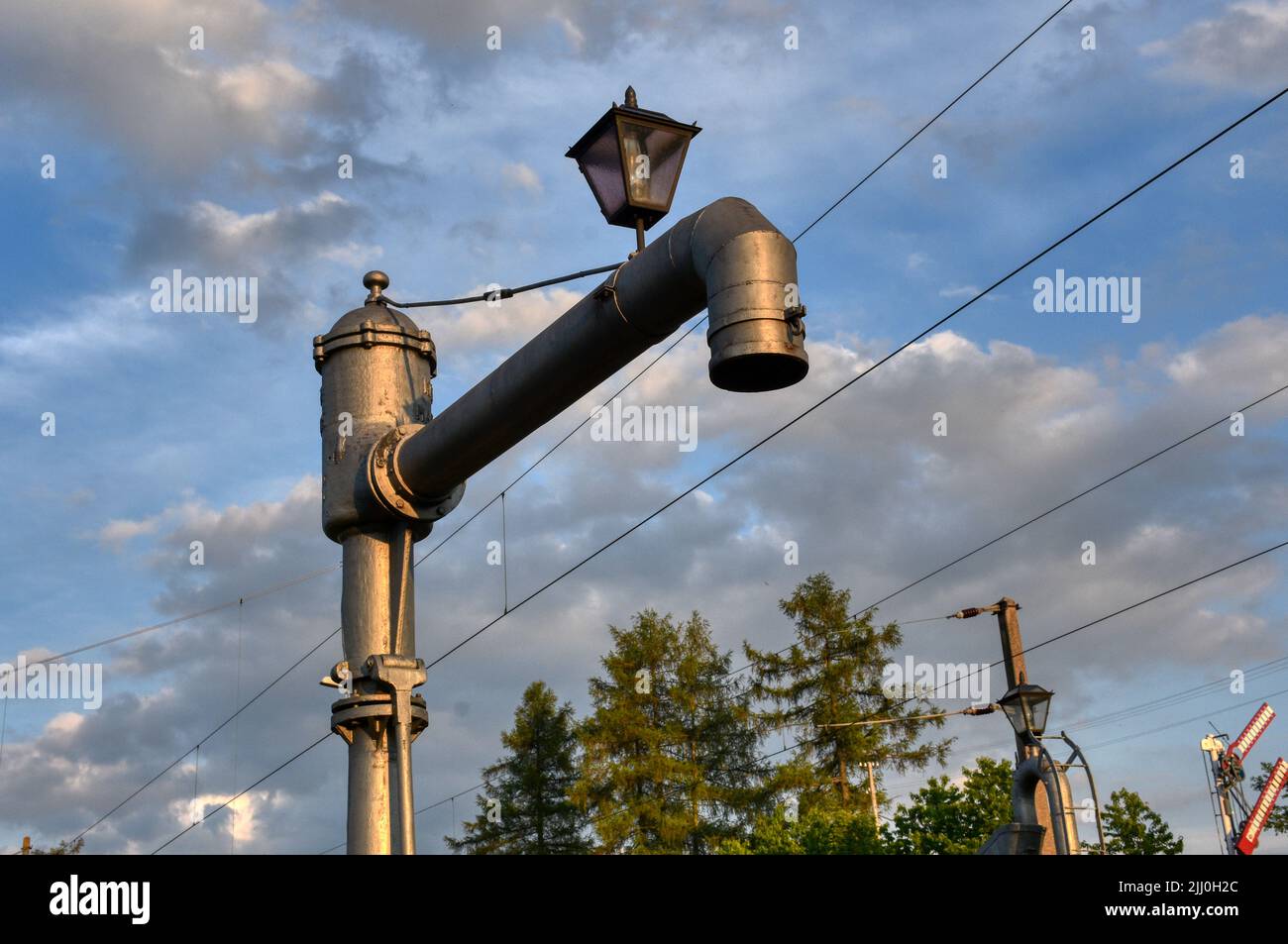 Wasserkran, Eisenbahn, Siegmundsherberg, Dampflok, Rohr, nachfüllen ...