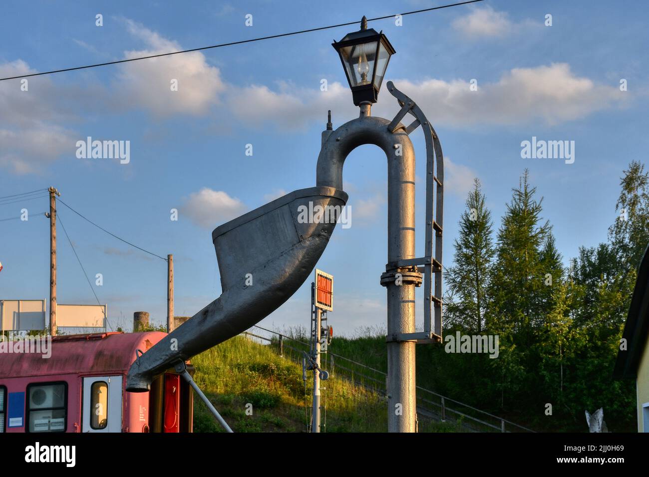 Wasserkran, Eisenbahn, Siegmundsherberg, Dampflok, Rohr, nachfüllen ...