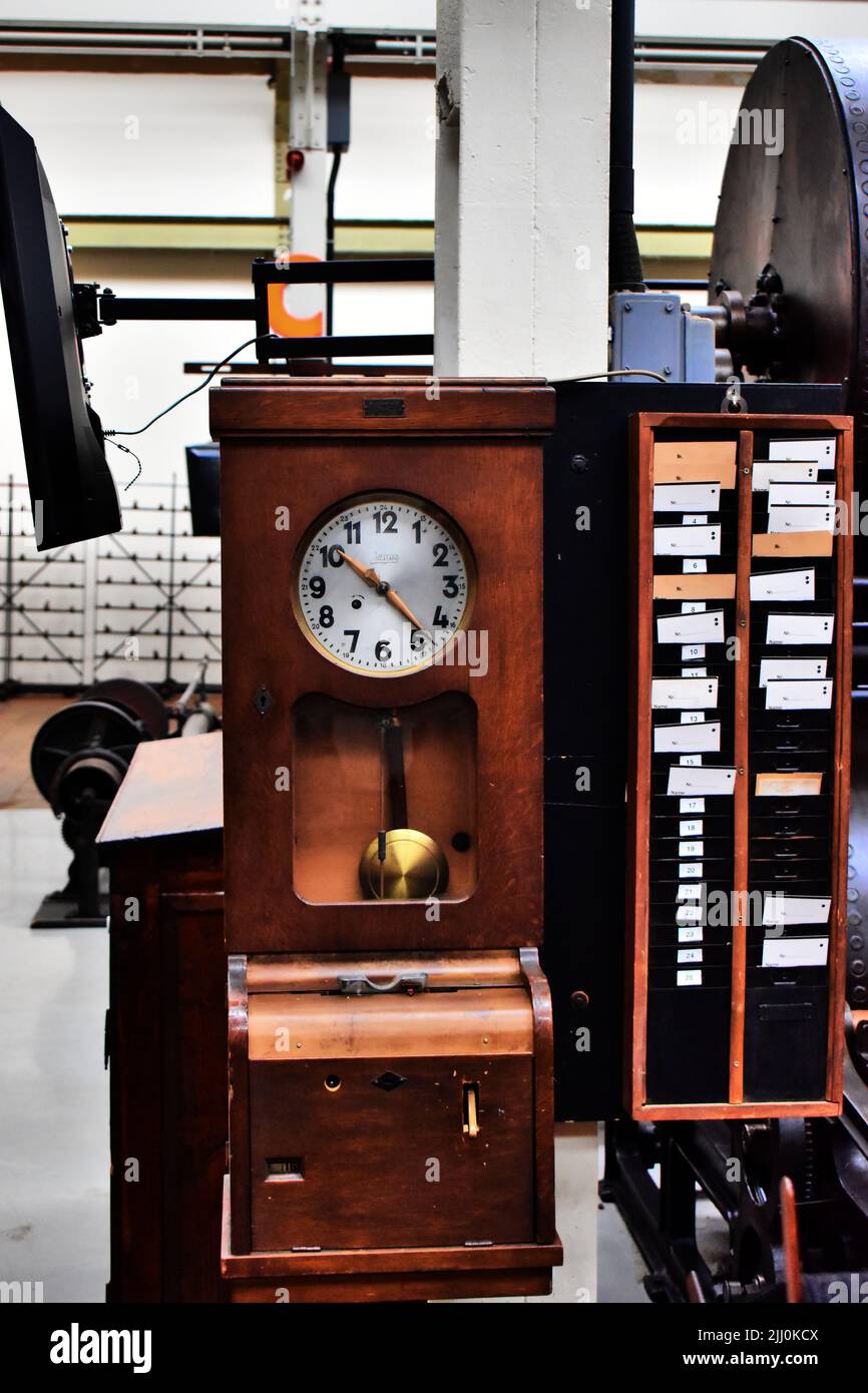 An antique mechanical time clock Stock Photo Alamy