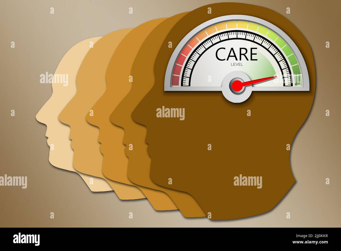 Care with arrow and scale in human head. , 3d rendering Stock Photo - Alamy