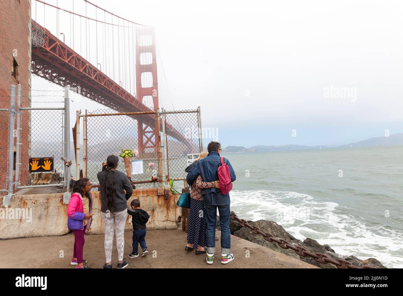 Tourists visiting Fort Point, San Francisco, California, USA Stock Photo