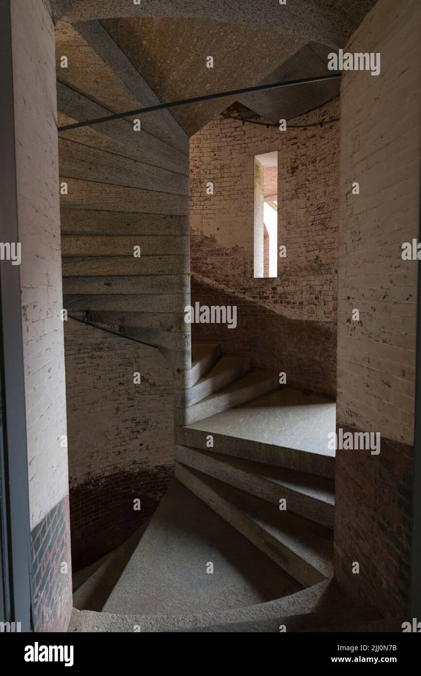 Spiral staircase inside Fort Point national historic site, San Francisco, California, USA Stock Photo