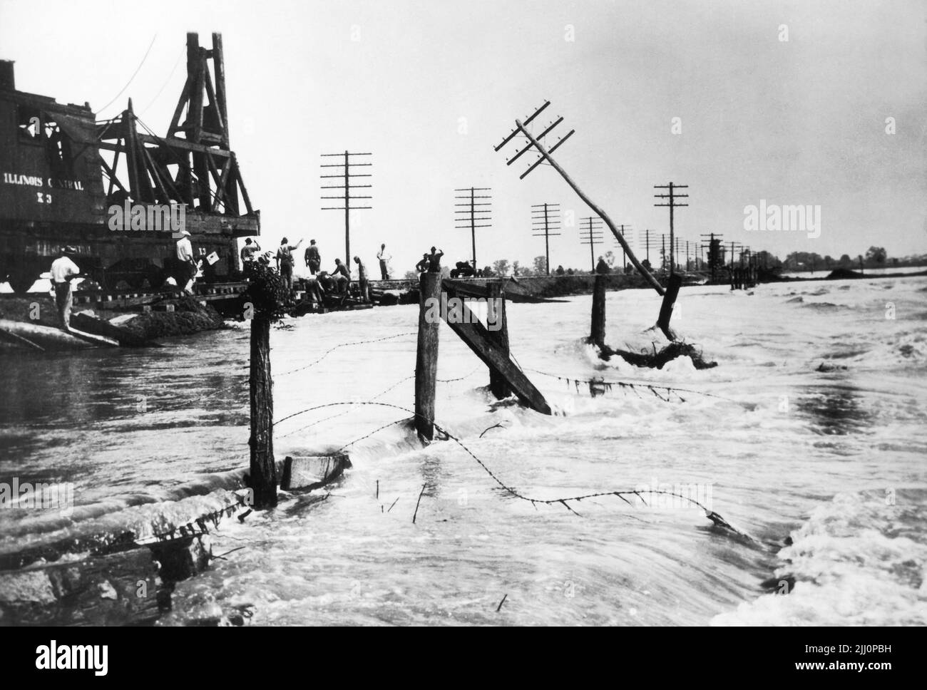 1927 Mississippi Flood Leland Railroad Stock Photo