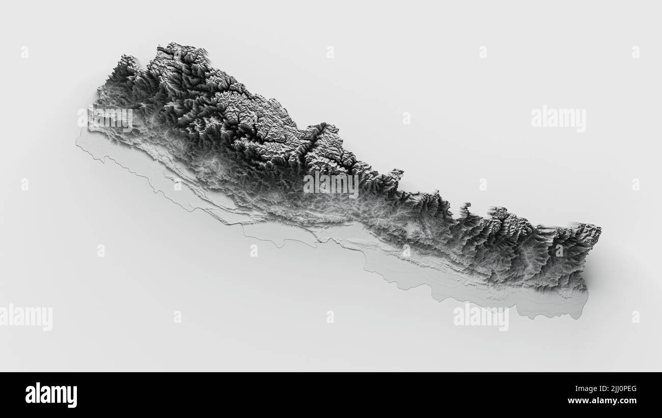 A 3D rendering of Nepal topographic map Stock Photo - Alamy