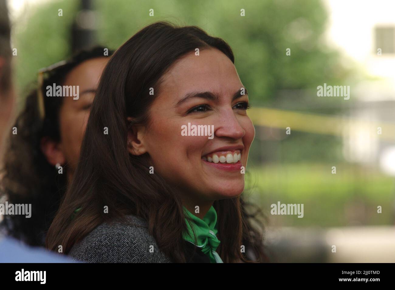 U.S. Rep. Alexandria Ocasio-Cortez (D-N.Y.) participates at an abortion rights protest where she and 16 other lawmakers were arrested. Stock Photo