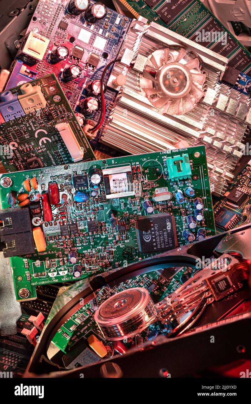 Close up of old computer parts Stock Photo Alamy