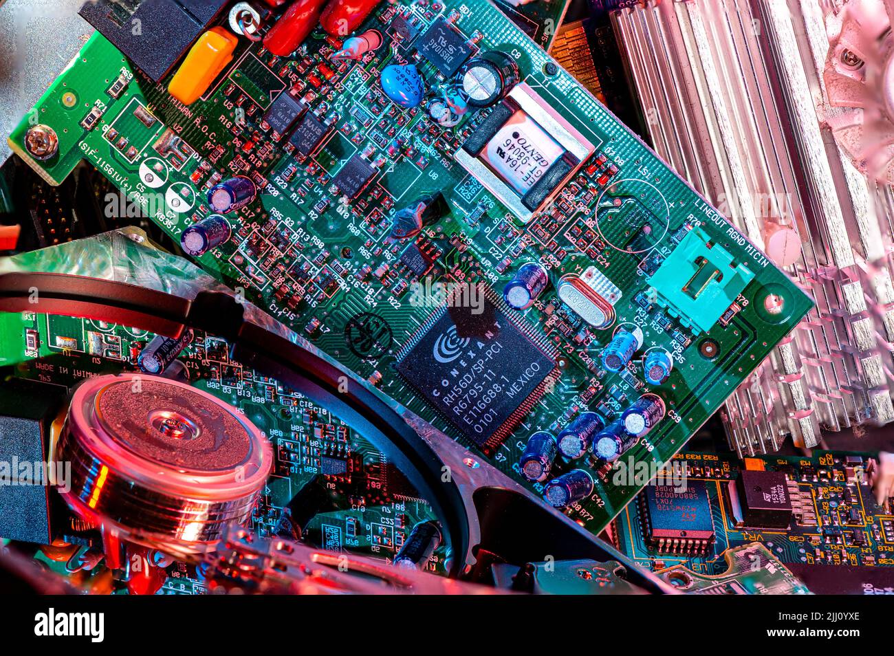 Close up of old computer parts Stock Photo Alamy