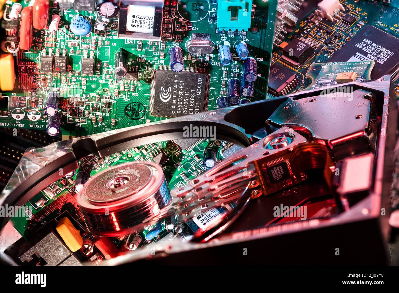 Close up of old computer parts Stock Photo Alamy