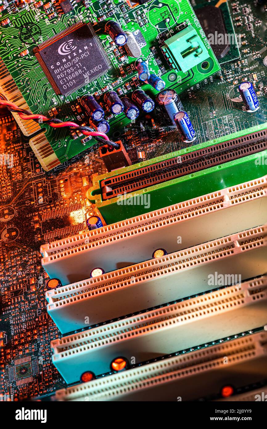 Close up of old computer parts Stock Photo Alamy