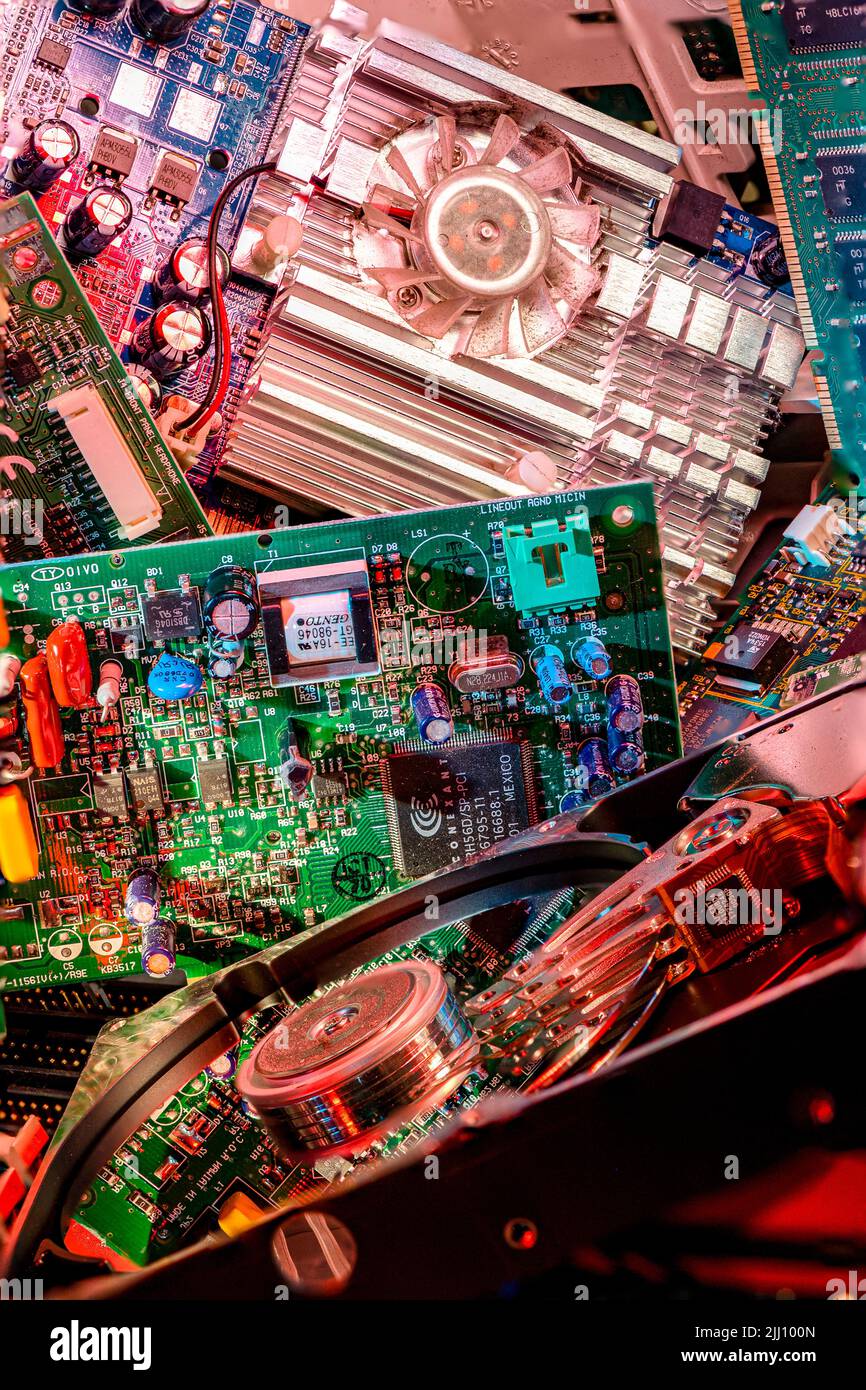 Close up of old computer parts Stock Photo Alamy