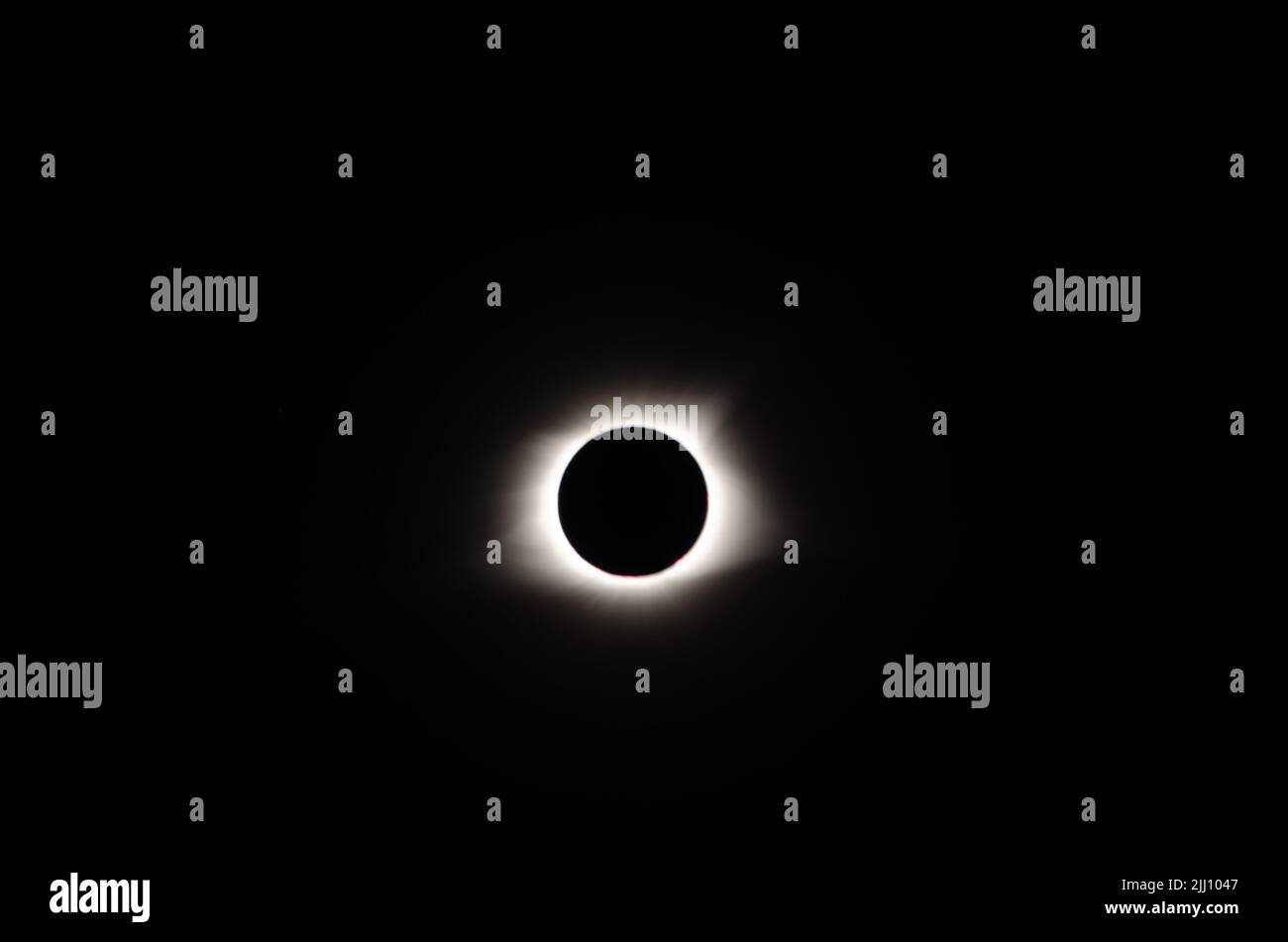 Total Solar eclipse with a black sky, showing corona Stock Photo