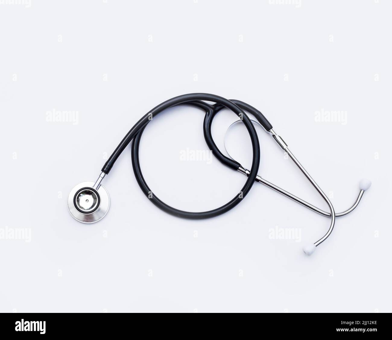 black stethoscope on white background Stock Photo - Alamy