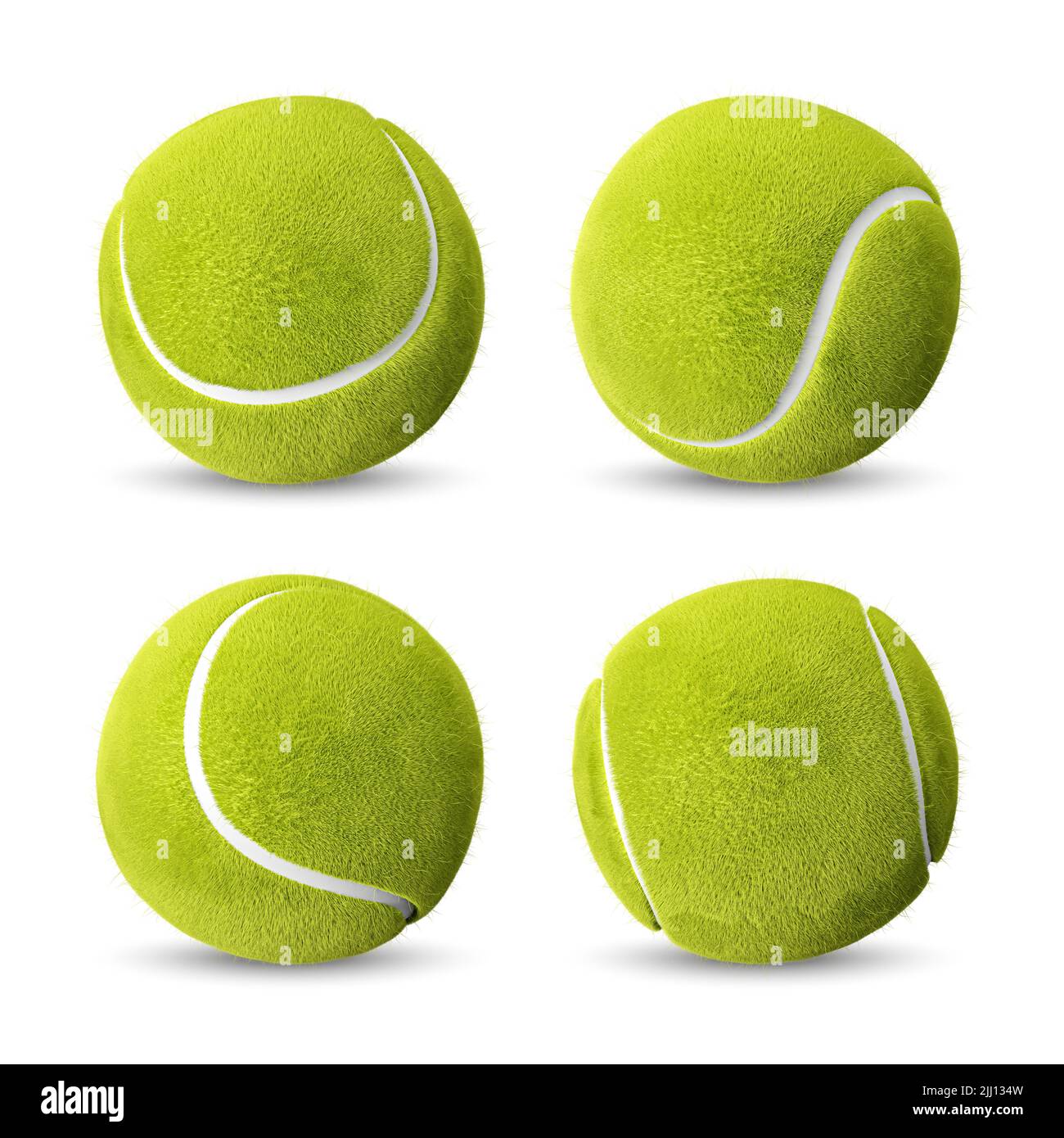 Tennis balls . Isolated . Embedded clipping paths . 3D rendering . Stock Photo