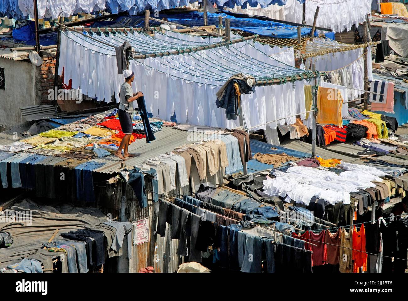 Dhobi Ghat  Outdoor Laundry in Mumbai, India Stock Photo