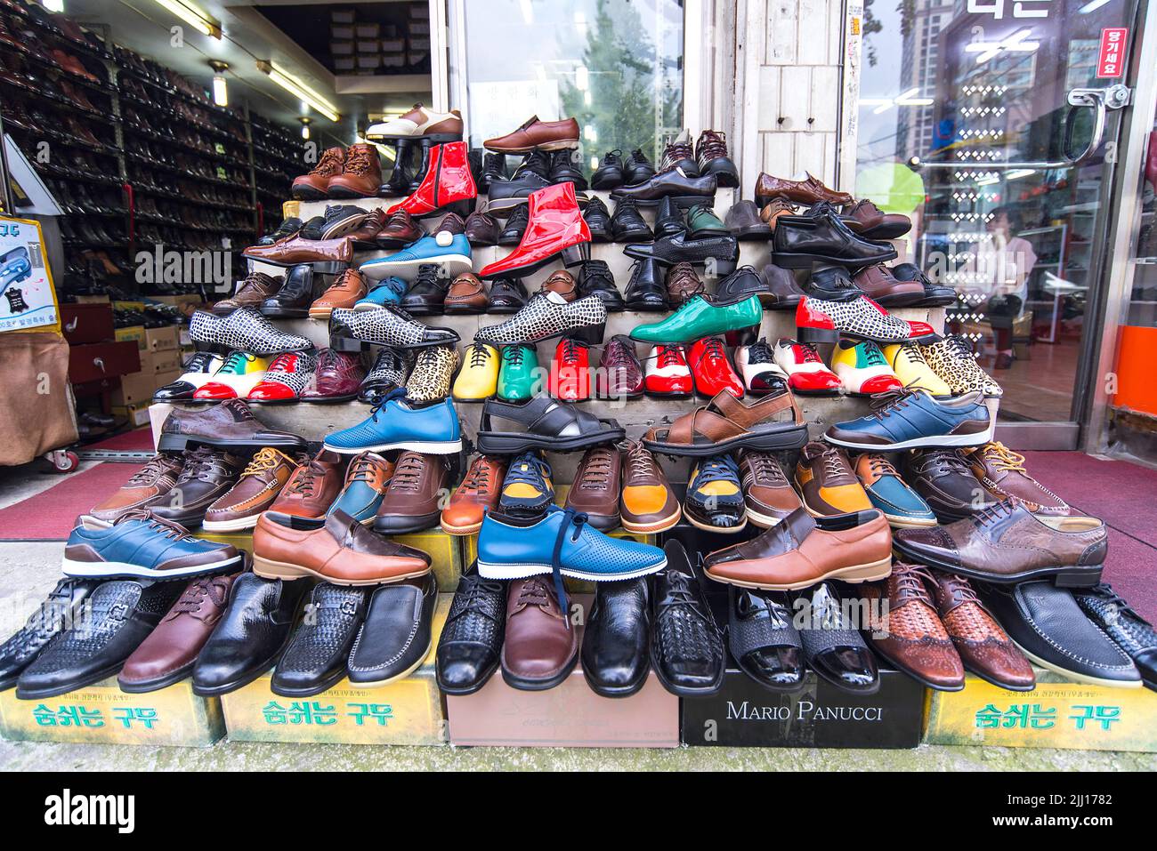SEOUL - OCT 01: Asian shoes street market in Seoul, October 01. 2016 in South Korea Stock Photo
