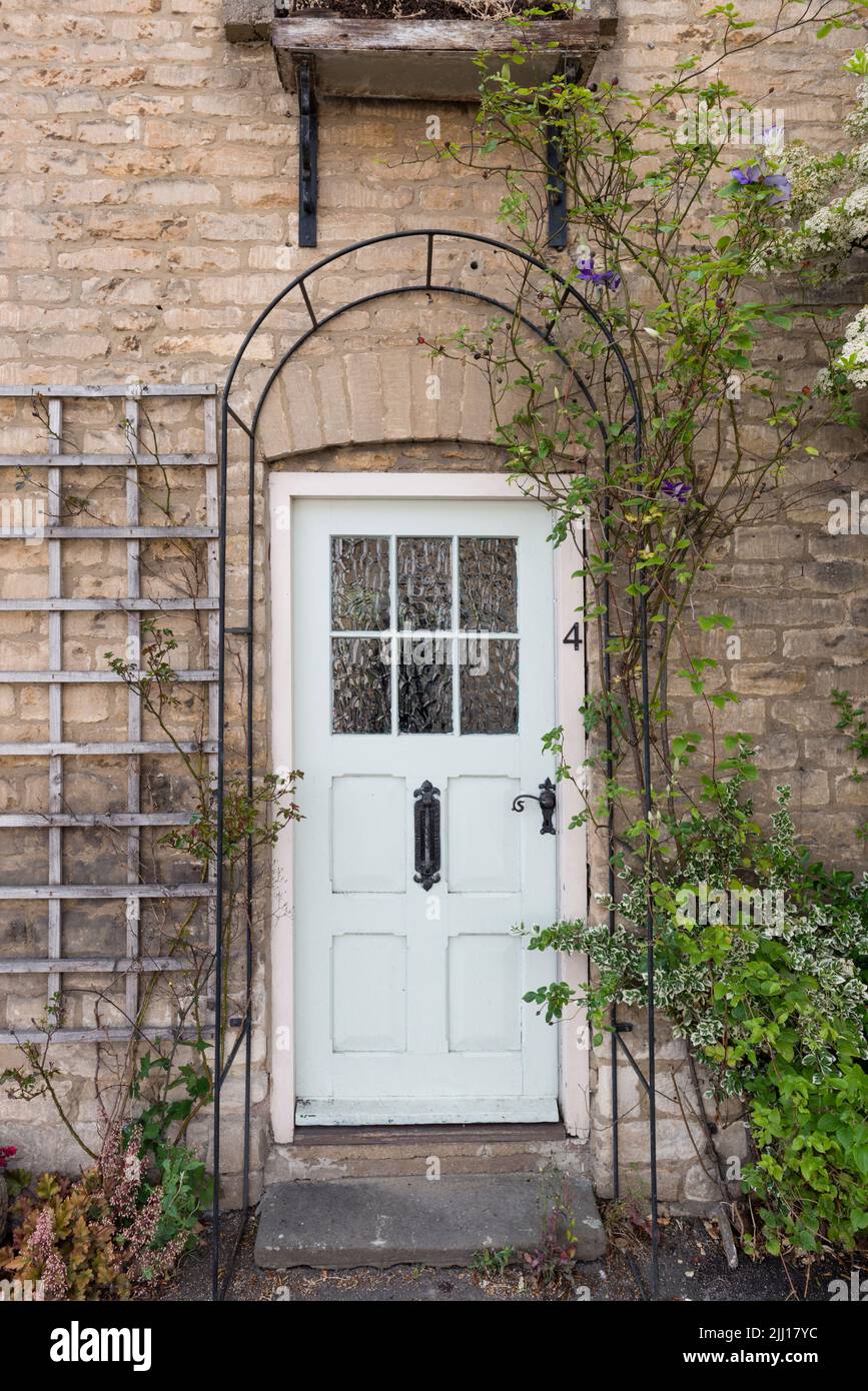 Cotswold cottage front door, Tetbury, Gloucestershire Stock Photo
