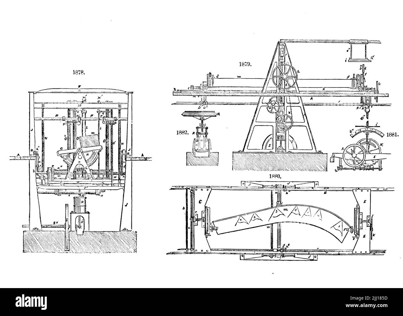 FUTTOCK, or ship timber converting machine Futtock In nautical language, the timbers between the floor timbers and the top timbers. from ' Appleton's dictionary of machines, mechanics, engine-work, and engineering ' by D. Appleton and Company Publication date 1874 Publisher New York,  D. Appleton, Stock Photo