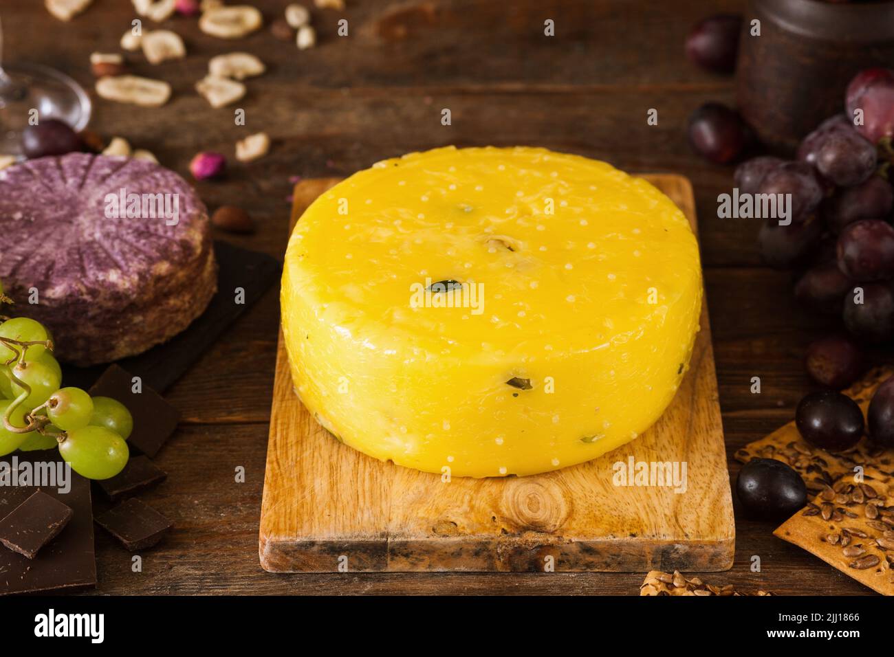 Food composition of gourmet cheese Stock Photo Alamy