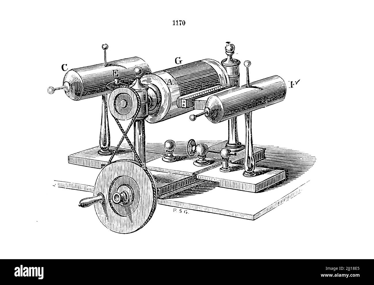 Generating Electricity Electricity, from ' Appleton's dictionary of machines, mechanics, engine-work, and engineering ' by D. Appleton and Company Publication date 1874 Publisher New York,  D. Appleton, Stock Photo