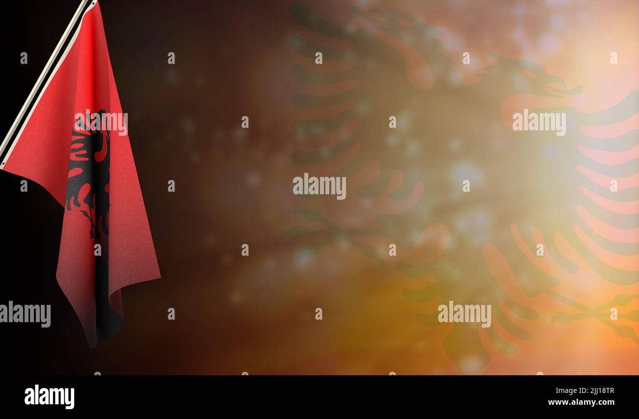 Albania flag with shiny flag backgorund. use for national day and