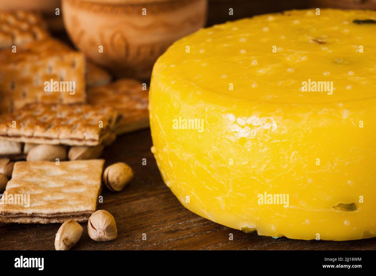 Food composition of gourmet cheese Stock Photo Alamy