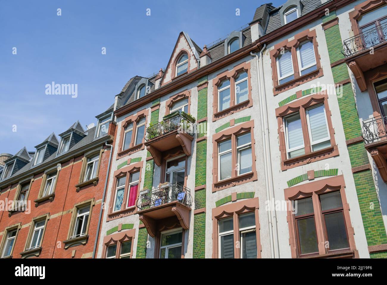 Altbauten, Fassaden, Hermann-Wendel-Straße, Westend, Frankfurt am Main, Hessen, Deutschland Stock Photo