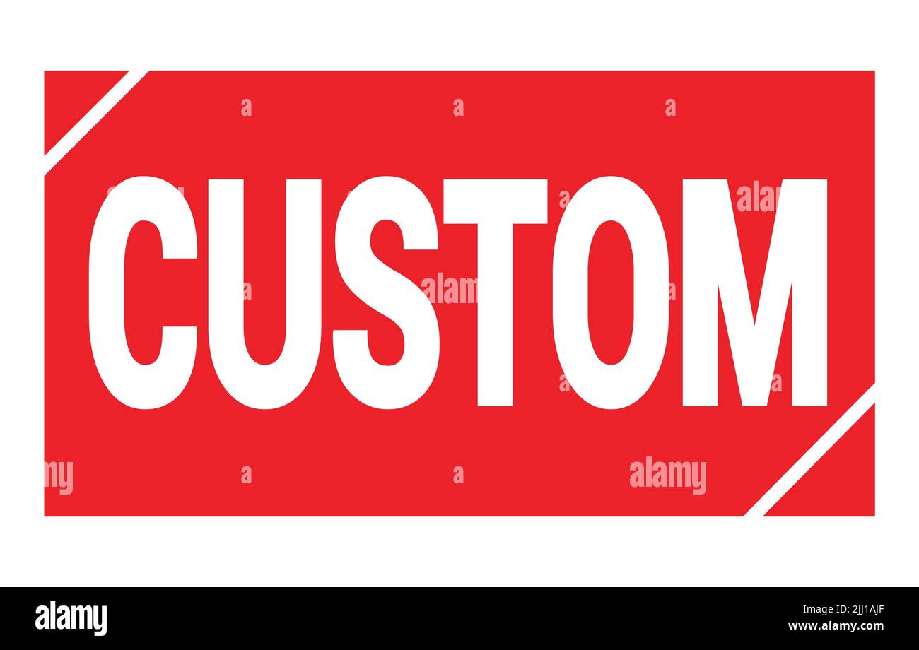CUSTOM text written on red rectangle stamp sign Stock Photo - Alamy