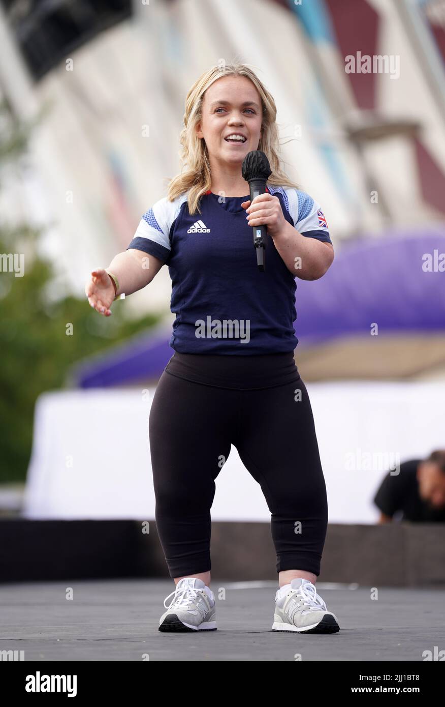 Olympic gold medallist Ellie Simmonds during the London 2012 Olympics 10th Anniversary Event held at Bridge One at the Queen Elizabeth Olympic Park, London. Wednesday July 27 will mark exactly 10 years since the opening ceremony of the 2012 London Olympics Games. Picture date: Friday July 22, 2022. Stock Photo
