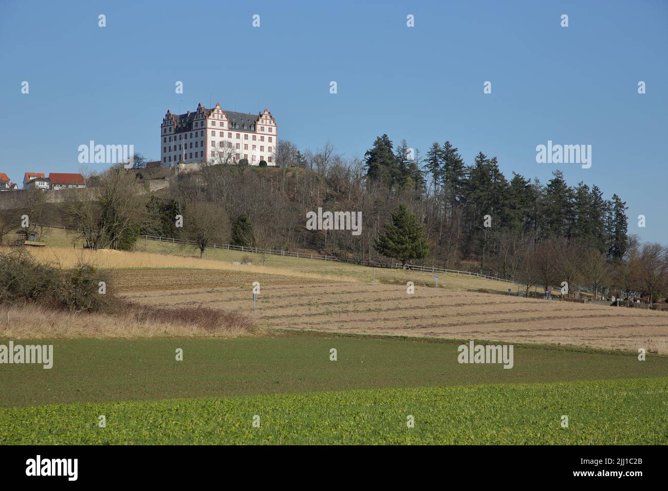 View of Lichtenberg Castle in Fischbachtal in the Odenwald, Hesse, Germany Stock Photo