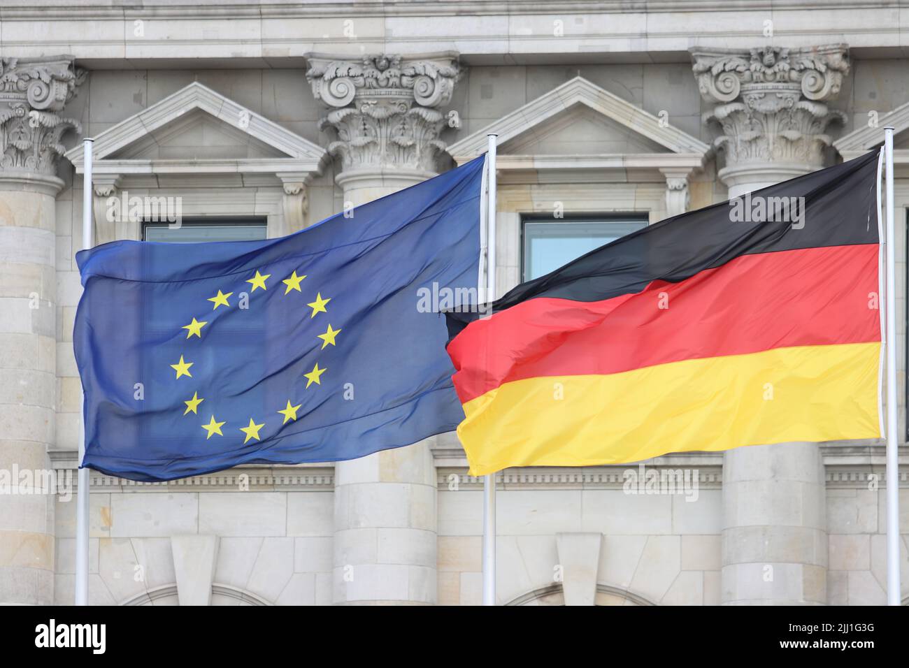German and European Union flag. Stock Photo