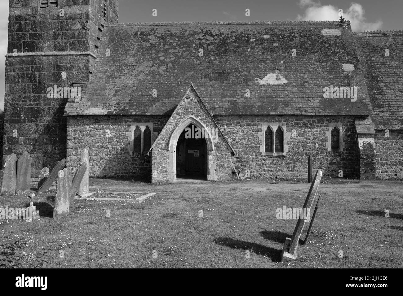 Exterior of St Grade Parish Church (Grade 1 listed), The Lizard, Cornwall Stock Photo