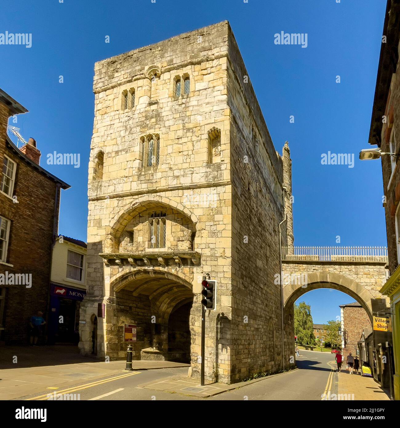 Back of Monk bar in Goodramgate, the city side of York's medieval walls. UK Stock Photo