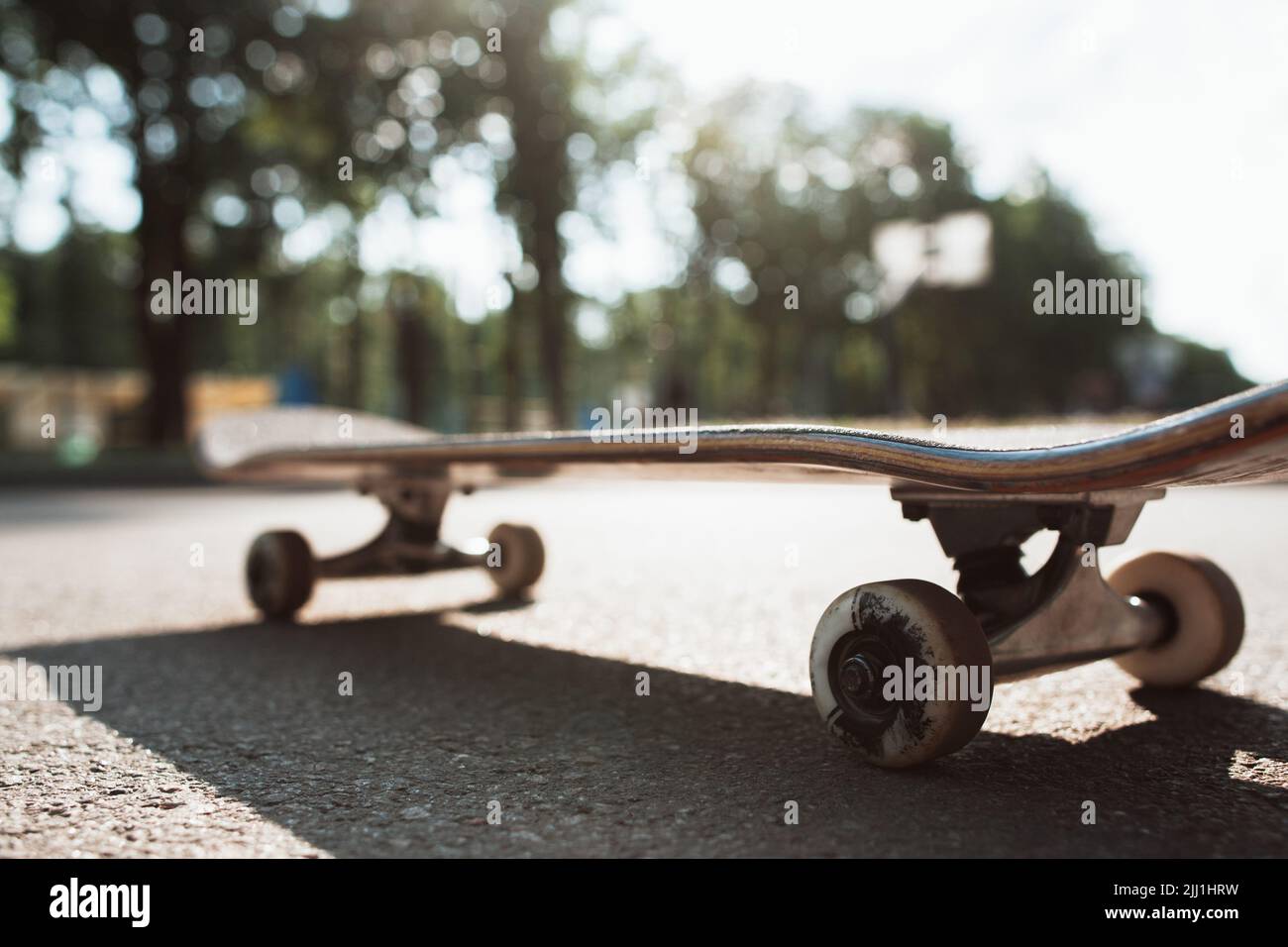 Skateboard on the road. Extreme sport challenge Stock Photo