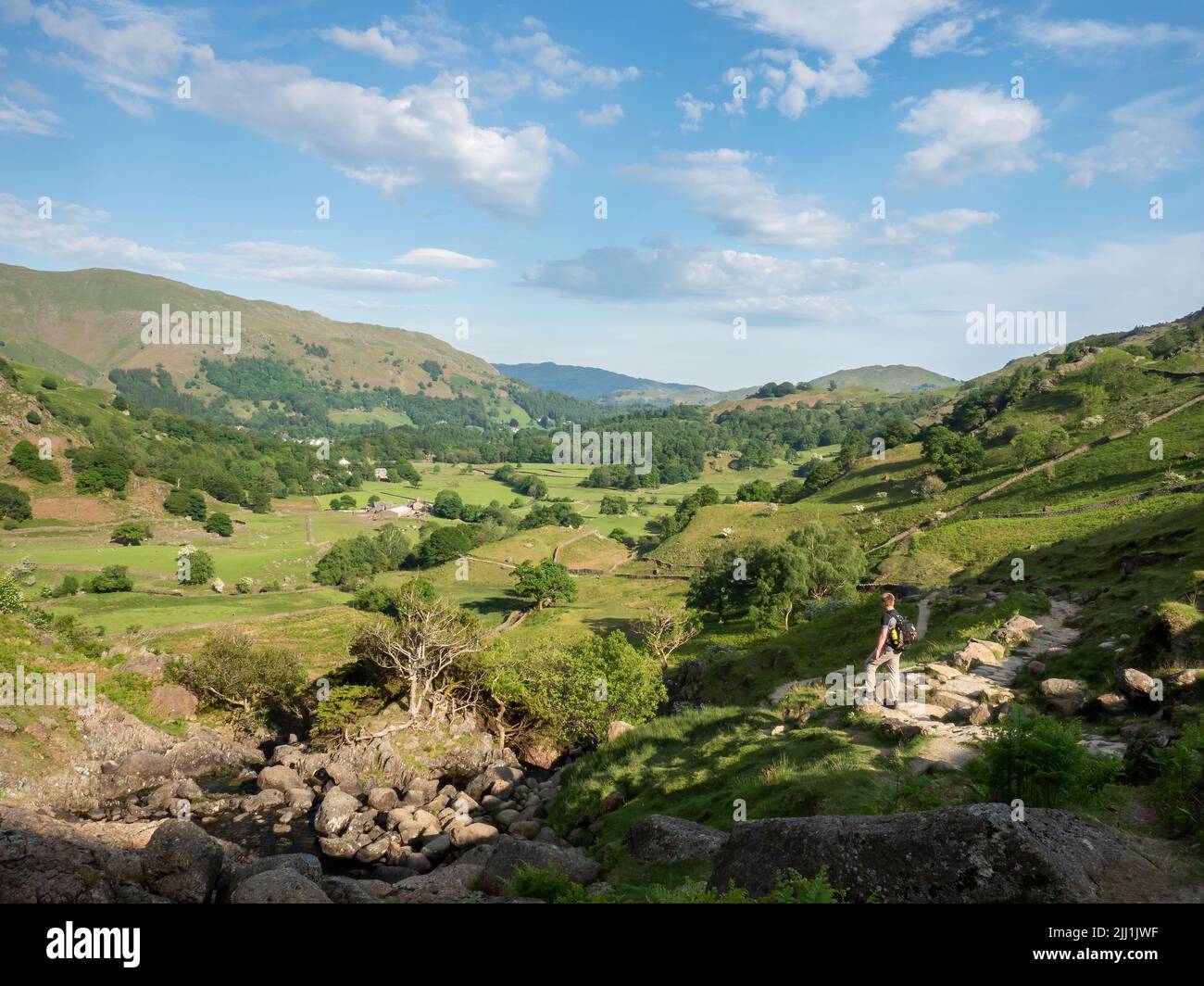 View towards Grasmere, a village in the Lake District, Cumbria, England. Stock Photo